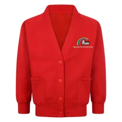 Highburton First Academy Embroidered Pocketed Cardigan, Red
