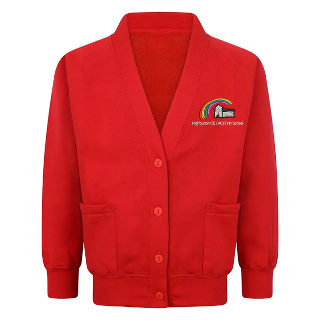 product Image for Highburton First Academy Embroidered Pocketed Cardigan, Red