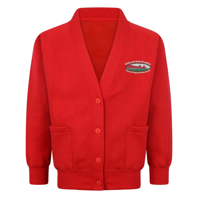 product Image for Kirkby & Great Broughton Primary School Embroidered Pocketed Cardigan, Red