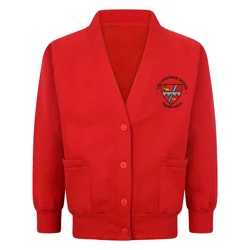 Lady Hastings' Primary School Embroidered Pocketed Cardigan, Red