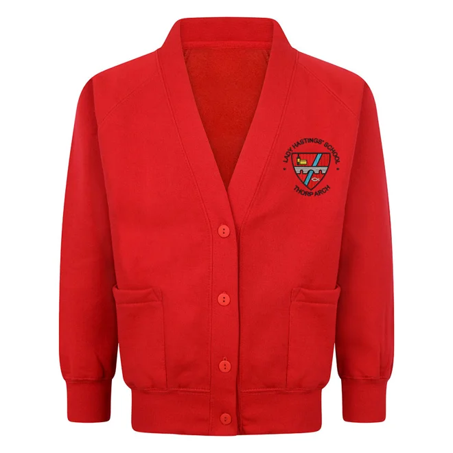 product Image for Lady Hastings' Primary School Embroidered Pocketed Cardigan, Red