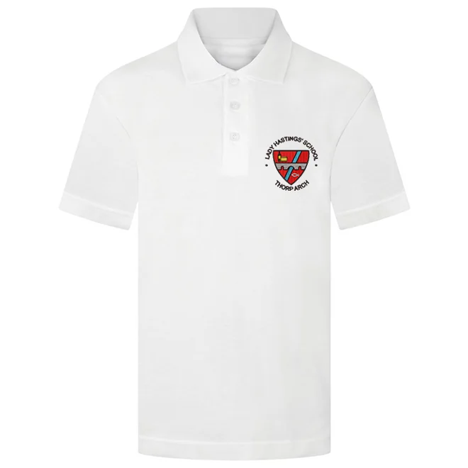 product Image for Lady Hastings' Primary School Embroidered Polo Shirt, White
