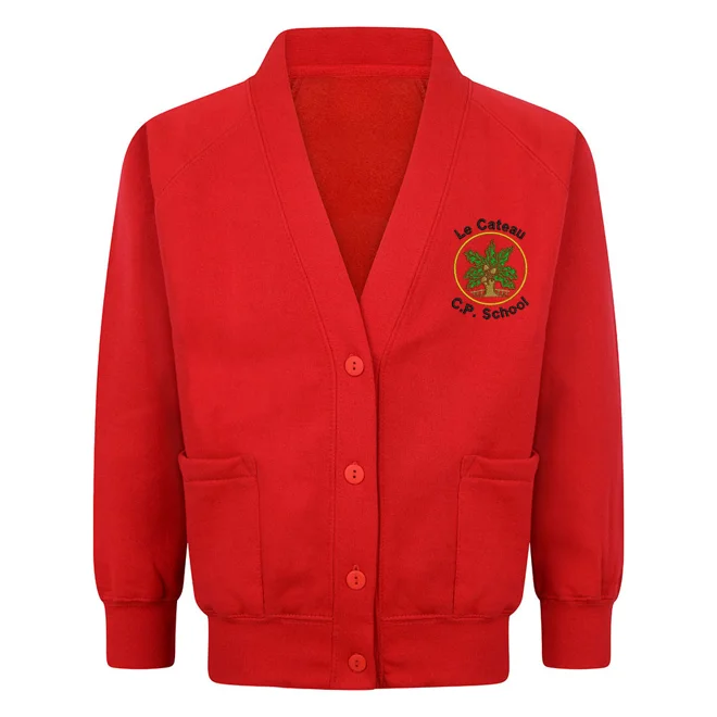 product Image for Le Cateau Primary School Embroidered Pocketed Cardigan, Red