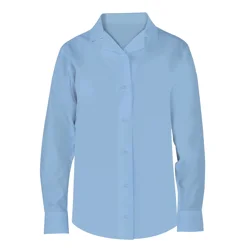 Girls' Long Sleeved Revere Collar School Blouse (Twin pack), Blue