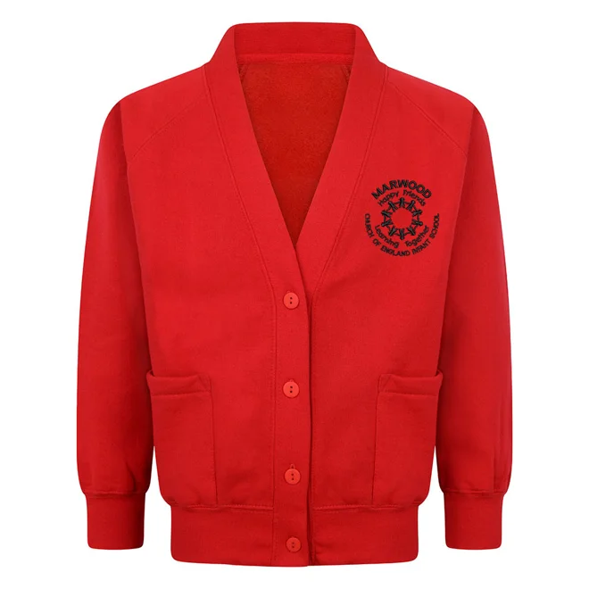 product Image for Marwood Infant School Embroidered Pocketed Cardigan, Red