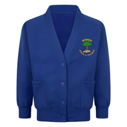 Mowden Infant & Junior Schools Embroidered Pocketed Cardigan, Royal blue