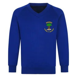 Mowden Infant & Junior Schools Embroidered V-neck Sweatshirt, Royal blue