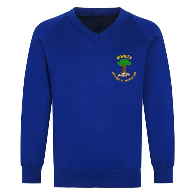 product Image for Mowden Infant & Junior Schools Embroidered V-neck Sweatshirt, Royal blue