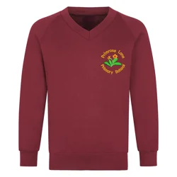 Primrose Lane Primary School Embroidered V-neck Sweatshirt, Maroon