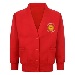 Southdale Junior School Embroidered Pocketed Cardigan, Red