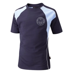 St John's Catholic School Embroidered Sports T-shirt, Navy/Sky