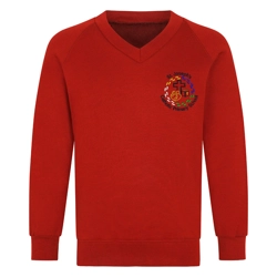 St. Joseph's Catholic Primary School Embroidered V-neck Sweatshirt, Red
