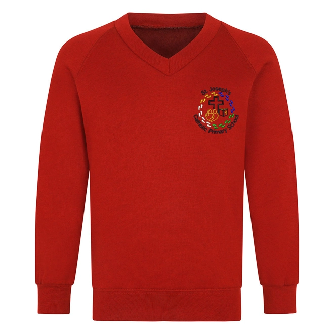 product Image for St. Joseph's Catholic Primary School Embroidered V-neck Sweatshirt, Red