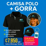 Set Camisa Polo + Gorra + Llavero Personalizado - ₡7,950 c/u (12 unidades)