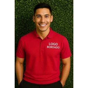 Tipo Polo hombre Dry Fit color rojo Logo Bordado