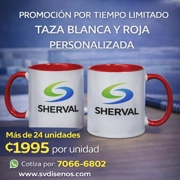 Set 24 Tazas con Asa e Interior Rojo 11 oz Personalizadas - ₡1,995 c/u (24 unidades)