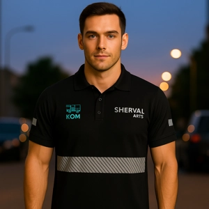 Camisa Polo Negra con Cinta Reflectiva – ₡7250 (más de 24 unidades)