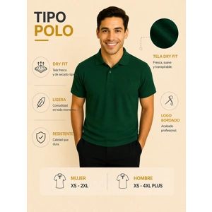 Tipo Polo Dry Fit color verde oscuro ₡4850 (mas de 6 unidades)