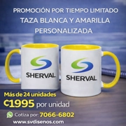 Set 24 Tazas con Asa e Interior Amarillo 11 oz Personalizadas - ₡1,995 c/u (24 unidades)