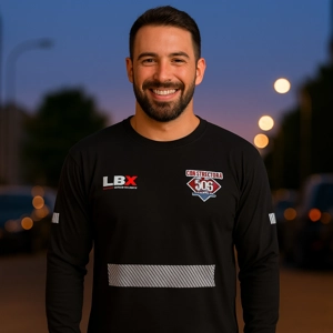 Camisa Manga Larga Negra Dry Fit con Cinta Reflectiva - ₡7.250 c/u — (más de 24 unidades)