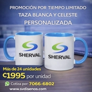 Set 24 Tazas con Asa e Interior celeste 11 oz Personalizadas - ₡1,995 c/u (24 unidades)