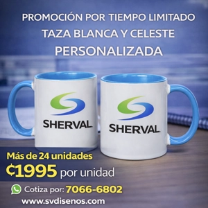 Set 24 Tazas con Asa e Interior celeste 11 oz Personalizadas - ₡1,995 c/u (24 unidades)