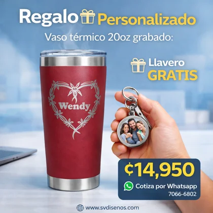 Vaso Térmico 20oz Vino – Nombre Personalizado Grabado Láser