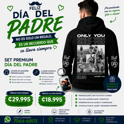 Set Día del Padre – Hoodie + Llavero Personalizado