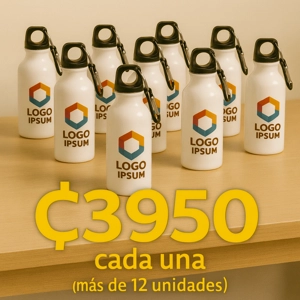 Set 12 Botellas de Aluminio 600ml – Personalizada con tu Logo - ₡3950 c/u