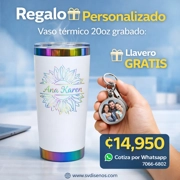 Vaso Térmico 20oz Blanco con acabado Tornasol– Personalizado Grabado Láser