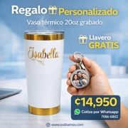Vaso Térmico 20oz Blanco con acabado Dorado – Personalizado Grabado Láser
