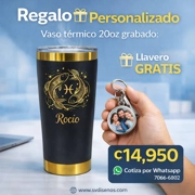 Vaso Térmico 20oz Negro con acabado Dorado – Personalizado Grabado Láser