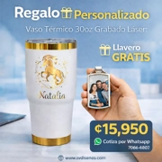 Vaso Térmico 30oz Blanco con acabado Dorado – Personalizado Grabado Láser