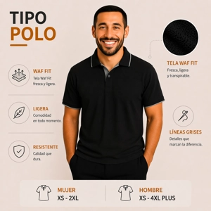 Tipo Polo Waf  Fit color negro ₡4850 (mas de 6 unidades)