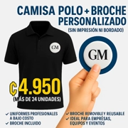 Camisa Polo + Broche Personalizado – ₡4.950 (24 unidades)