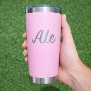 Vaso Térmico 20oz Rosado Pastel – Nombre Personalizado Grabado Láser