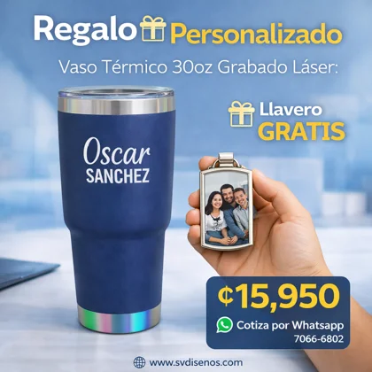 Vaso Térmico 30oz Azul Navy – Nombre Personalizado Grabado Láser