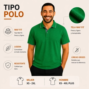 Tipo Polo Waf  Fit color verde ₡4850 (mas de 6 unidades)