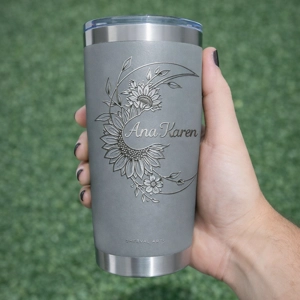 Vaso Térmico 20oz Gris – Nombre Personalizado Grabado Láser