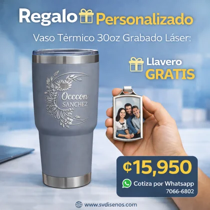 Vaso Térmico 30oz Gris – Nombre Personalizado Grabado Láser