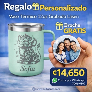 Vaso Térmico 12oz Menta – Estilo Huelvera con Agarre | Grabado Láser Premium