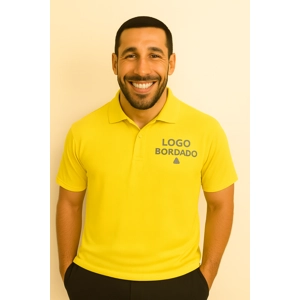 Tipo Polo hombre Dry Fit color amarillo Logo Bordado