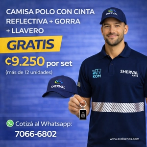 Set Camisa Polo Reflectiva + Gorra + Llavero (Gratis)