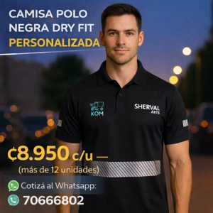 Camisa Polo Negra con Cinta Reflectiva – ₡8950 (más de 12 unidades)