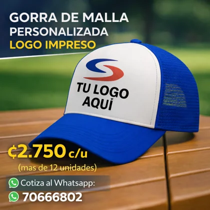 Gorra de Malla Color Azul Rey Logo Personalizado -₡2750  (12 unidades)