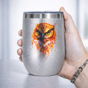 Vaso Coctelero Térmico 12oz – Acero Inoxidable Silver Escarchado (Diseño Impreso)