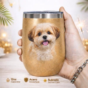 Vaso Coctelero de Acero Inoxidable Dorado Escarchado (12oz)