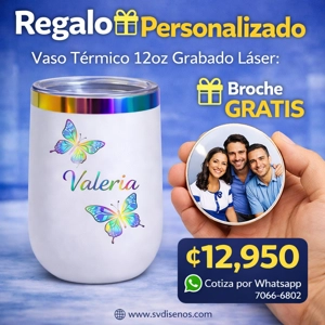 Vaso Térmico 12oz Blanco acabado Tornasol – Estilo Huevera | Grabado Láser Premium