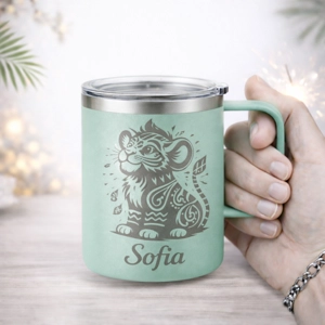 Vaso Térmico 12oz Menta – Estilo Huelvera con Agarre | Grabado Láser Premium