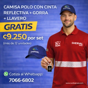 Set Camisa Polo Reflectiva + Gorra + Llavero (Gratis)